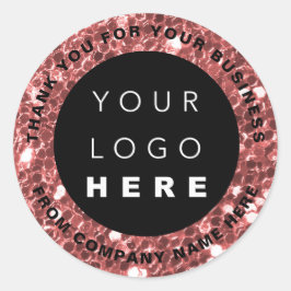 Web Naam logo Dank u Roos Vonk Winkelglitter Ronde Sticker