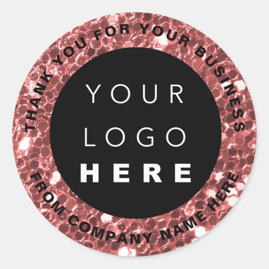 Web Naam logo Dank u Roos Vonk Winkelglitter Ronde Sticker (Voorkant)