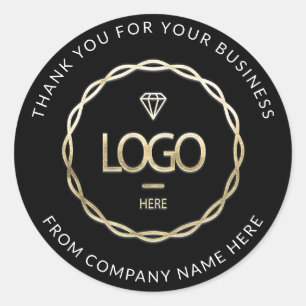 Web Naam logo Dank u voor Business Gold Black Ronde Sticker