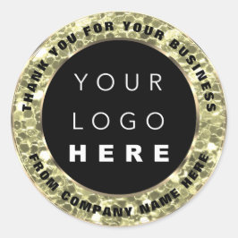 Web Naam logo Dank u voor Gold Faux Mint Green Ronde Sticker