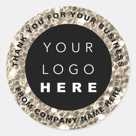 Web Naam logo Dankuwel Faux Sepia Winkelglitter Ronde Sticker (Voorkant)