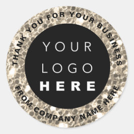 Web Naam logo Dankuwel Faux Sepia Winkelglitter Ronde Sticker