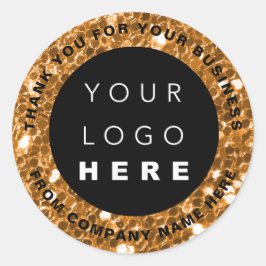 Web Naam logo DankYou Coral Oranje Shop Glitter Ronde Sticker