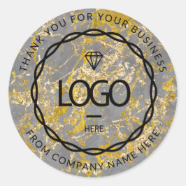 Web Naam Logo Marble Gold Strokes Ronde Sticker