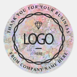 Web Naam Web Dank Bedrijfs Holograaf Glitter Ronde Sticker