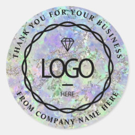 Web Naam Web Dank BedrijfsHolograaf Blauw Ronde Sticker