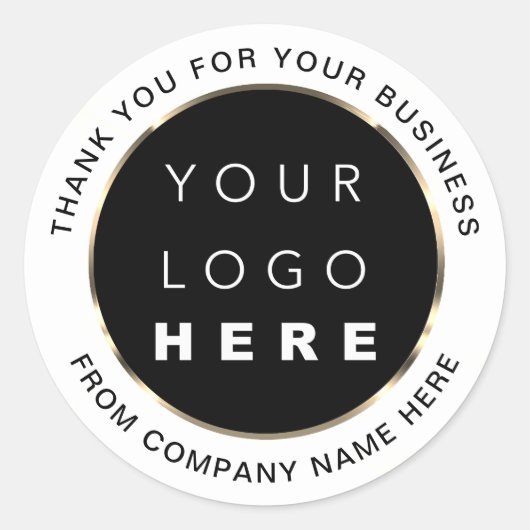 Web NaamWeb Hartelijk dank Gold Black White Ronde Sticker (Voorkant)