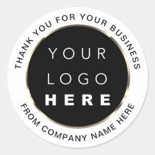 Web NaamWeb Hartelijk dank Gold Black White Ronde Sticker