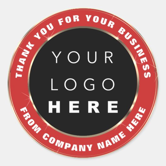 Web NaamWeb Hartelijk dank Gold Red Online Winkel Ronde Sticker (Voorkant)