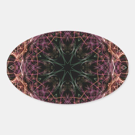 Web of Color Kaleidoscope Oval Sticker (Voorkant)