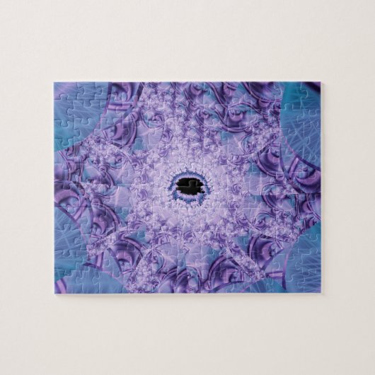 Web | Paarse en blauwe fractale kunst Legpuzzel (Horizontaal)
