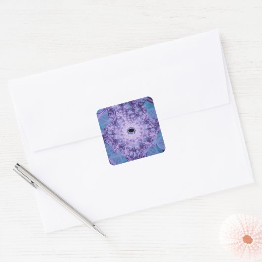 Web | Paarse en blauwe fractale kunst Vierkante Sticker (Envelop)