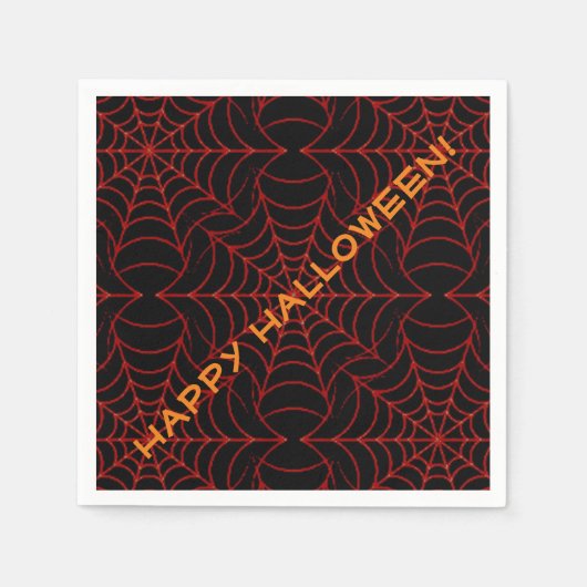 Web Pattern Napkins Black & Oranje Spider Servetten (Voorkant)