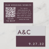 Web QR-code Paarse plum & Grey Wedding Informatiekaartje (Voorkant / Achterkant)