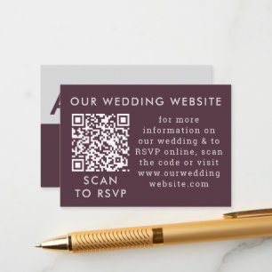 Web QR-code Paarse plum & Grey Wedding Informatiekaartje