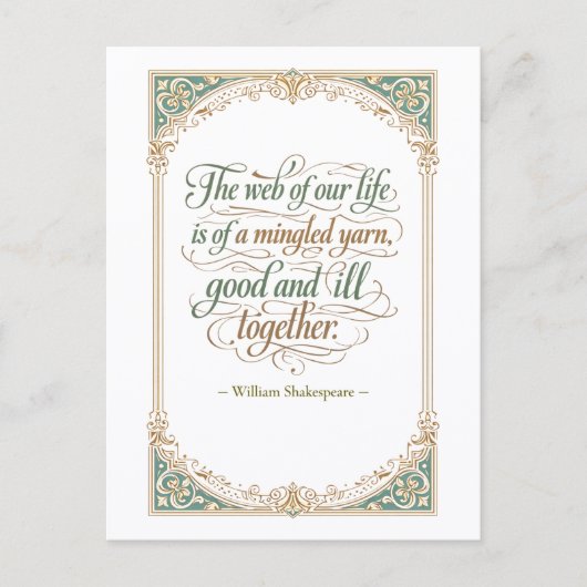 "Web van ons leven" Shakespeare Briefkaart (Voorkant)