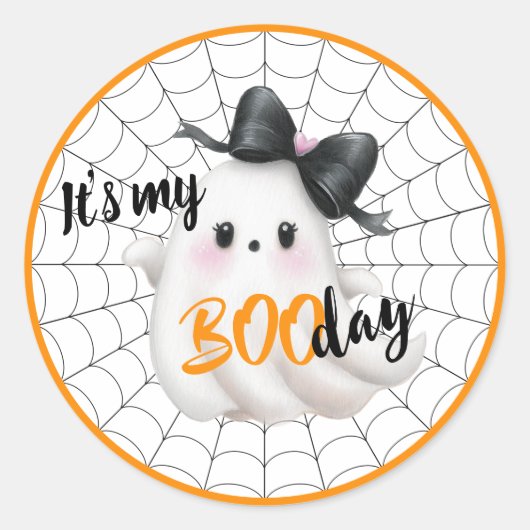 Web van Wensen – BOOday Verjaardags Charme Ronde Sticker (Voorkant)