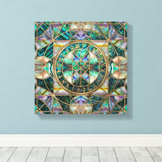 Web van Wyrd De Matrix van het Lot -Abalone Shell Canvas Afdruk (Insitu (Houten vloer))