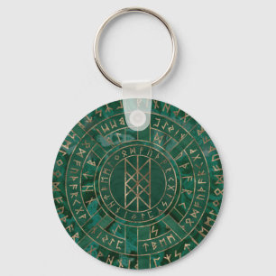 Web van Wyrd - Malachite, leder en goud Sleutelhanger