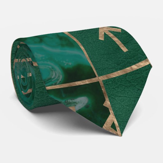 Web van Wyrd - Malachite, leder en goud Stropdas (Opgerold)