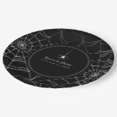 Web Weddenschap van Black & White Halloween Spider Papieren Bordje (Gekanteld)