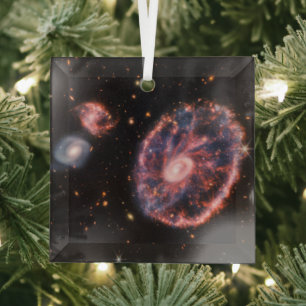 Webb Cartwheel-sterrenstelsel: NASA-ruimtetelescoo Glas Ornament