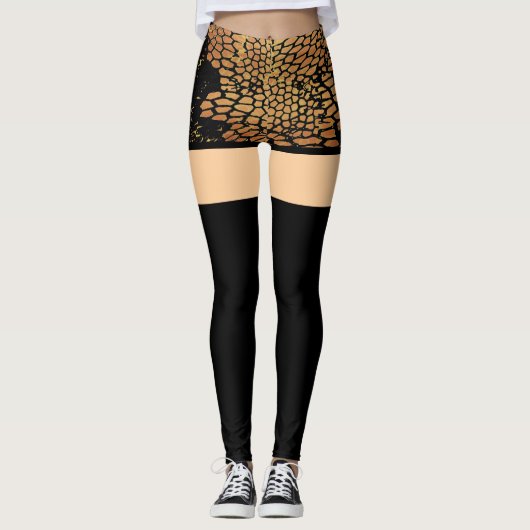 Webbed korte en lange zwarte sok Leggings (Voorkant)
