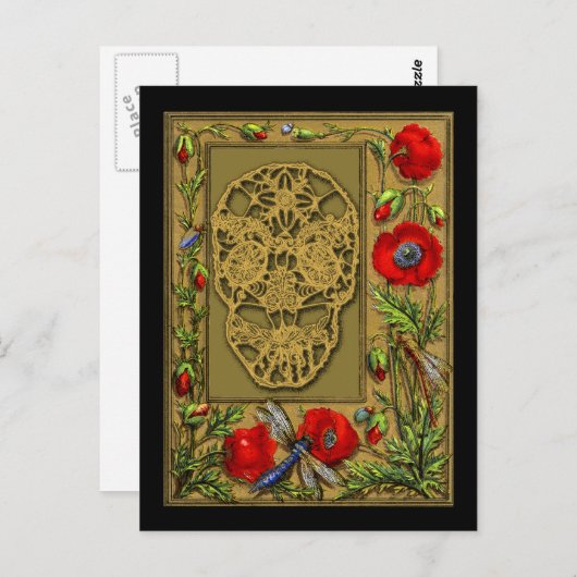 Webbed Skull Day of the Dead Halloween Gothic Briefkaart (Voorkant / Achterkant)