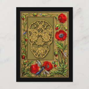 Webbed Skull Day of the Dead Halloween Gothic Briefkaart