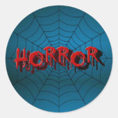 Webblauwe scène van Red Horror Spider van Hallowee Ronde Sticker (Voorkant)