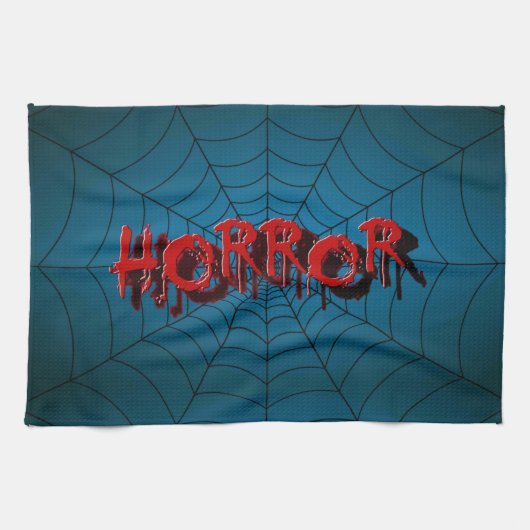 Webblauwe scène van Red Horror Spider van Hallowee Theedoek (Horizontaal)