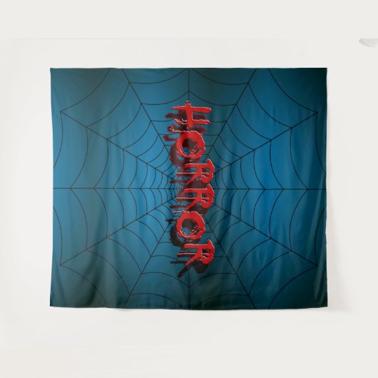 Webblauwe scène van Red Horror Spider van Hallowee Wandkleed (Voorkant (horizontaal))
