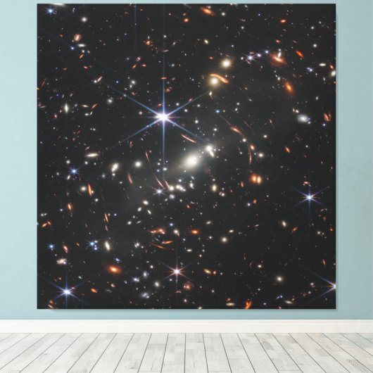 Webbs eerste Deep Field Uitzicht of the Universe Canvas Afdruk (Insitu (Houten vloer))