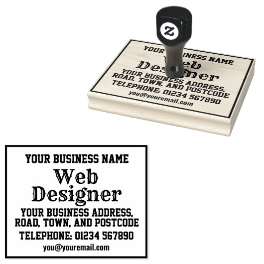 Webdesigner met naam, adres, enz rubberstempel (Gestempeld)