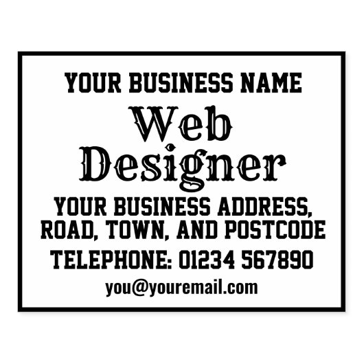 Webdesigner met naam, adres, enz rubberstempel (Afrduk)