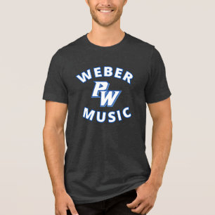 Weber Music (blauwe tekst) met nieuwe PW logo Tri-Blend Shirt
