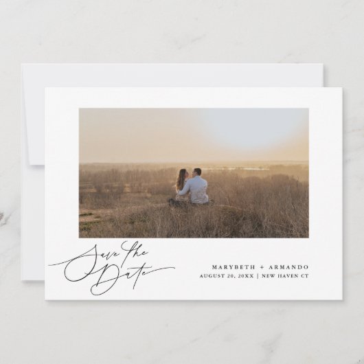 Webfoto Modern Script Wedding Save The Date (Voorkant)