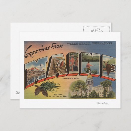 Webhannet, Maine (Wells Beach) Briefkaart (Voorkant / Achterkant)