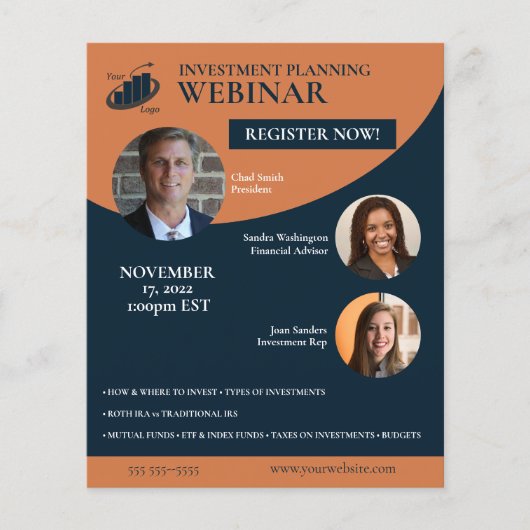 Webinar over investeringsplanning flyer (Voorkant)