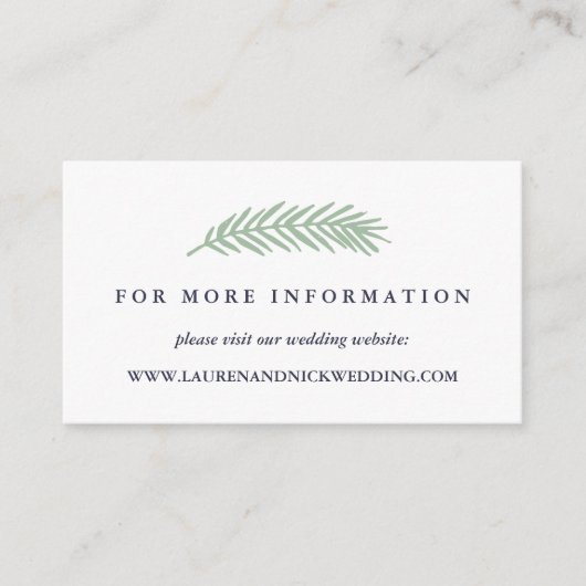 Webkaarten voor Holly en Pine Wedding Informatiekaartje (Voorkant)