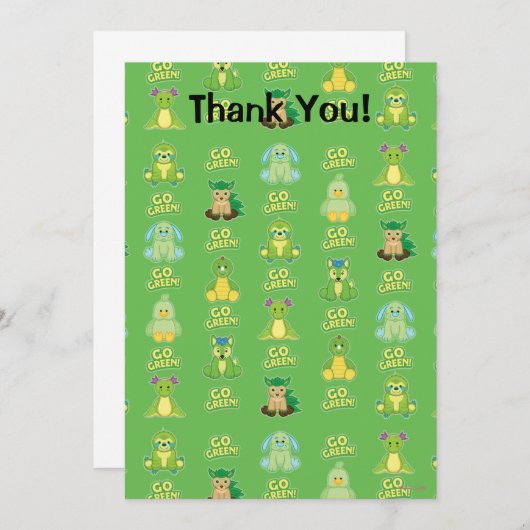 Webkinz Go Green Pattern Bedankkaart (Voorkant / Achterkant)