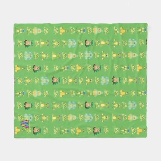 Webkinz Go Green Pattern Fleece Deken (Voorkant (Horizontaal))