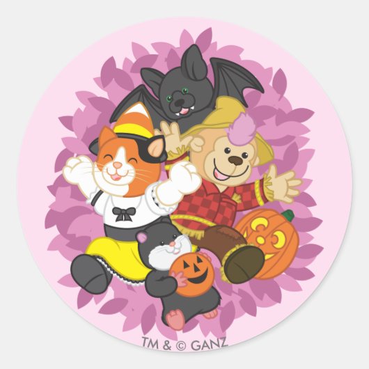 Webkinz Halloween Huisdieren Verrassing Ronde Sticker (Voorkant)