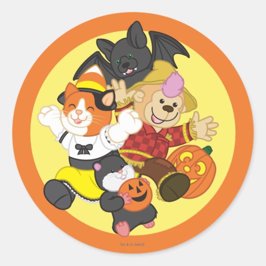 Webkinz Halloween Pets Moon Ronde Sticker (Voorkant)