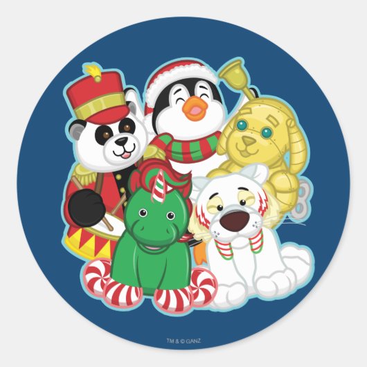 Webkinz Holiday Pets Ronde Sticker (Voorkant)