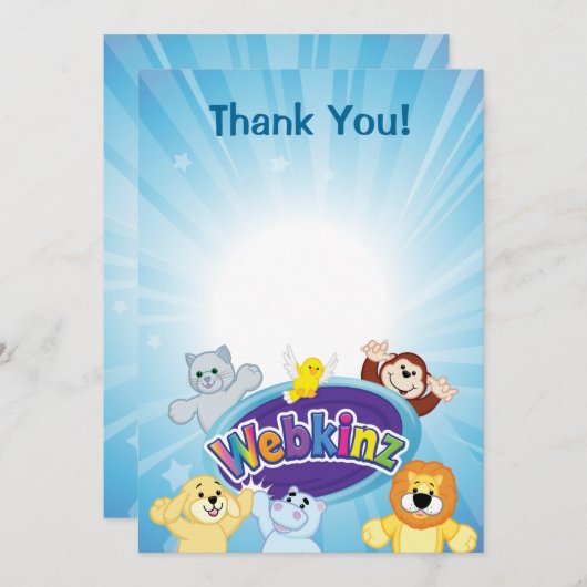 Webkinz: Kom binnen en speel af Bedankkaart (Voorkant / Achterkant)