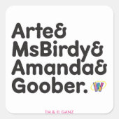 Webkinz Names Design Vierkante Sticker (Voorkant)