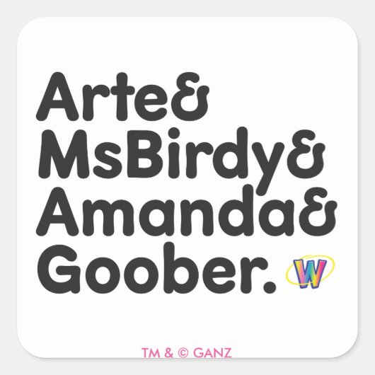 Webkinz Names Design Vierkante Sticker (Voorkant)