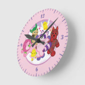 Webkinz Pets op een Valentijnse Cloud Background Ronde Klok (Hoek)