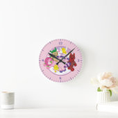 Webkinz Pets op een Valentijnse Cloud Background Ronde Klok (Huis)